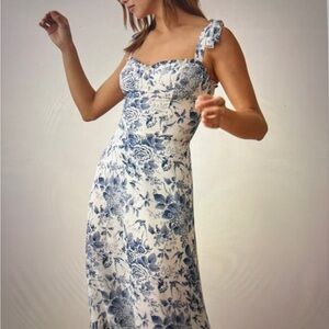 Reformation Blue and White Floral Midi Dress